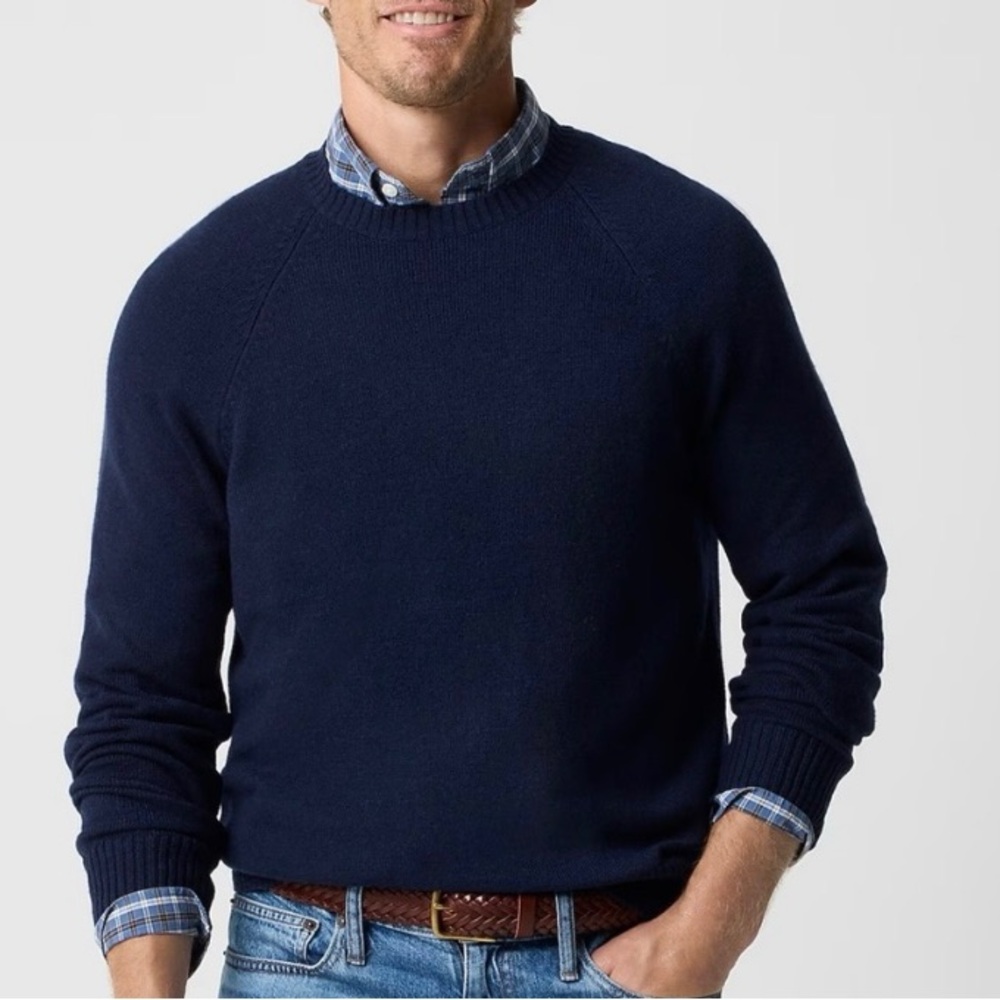 J. Crew Navy Crewneck Sweater for Men Lamb’s Wool Blend